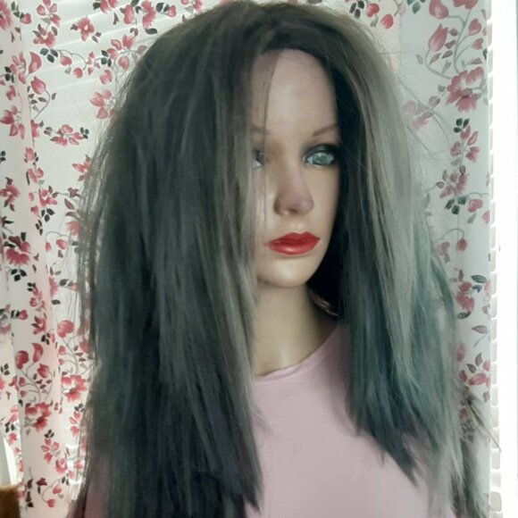 Gray wig layered EMO Wig gothic, wig  human hair mix main image 5